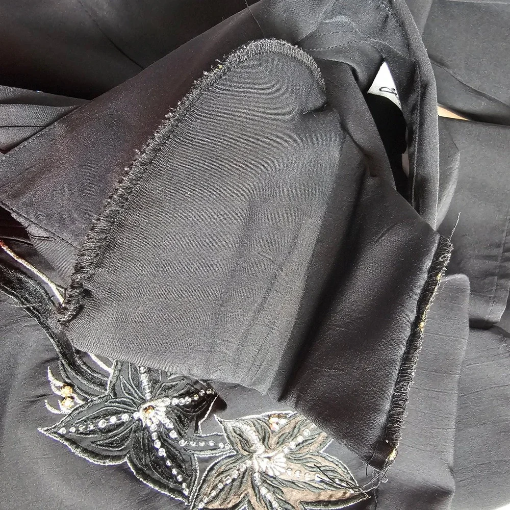 Yves St Clair‎ Black Embroidered Beaded Blouse Long Sleeve Vintage Size 12